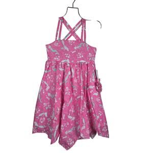 Tommy Bahama Sleeveless Pink Dress Mermaid Ocean Handkerchief Hem Girl 8 NWT